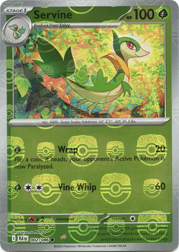 Servine (002/086) (Master Ball Pattern) [Scarlet & Violet: Black Bolt]