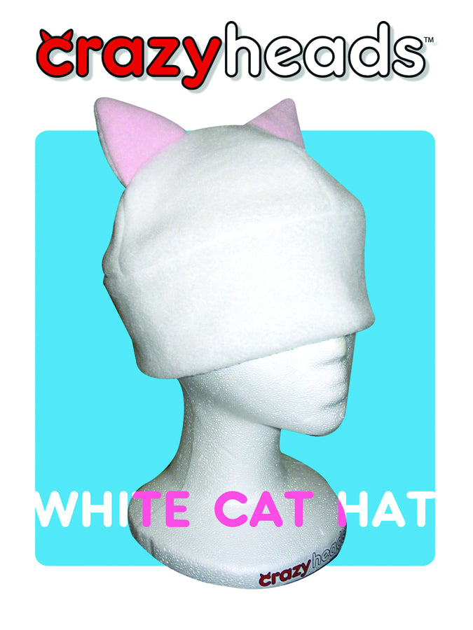 Crazyheads Hat - White Cat