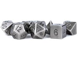 Metal Dice Set of 7 - Antique Silver