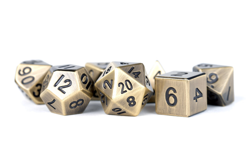 Metal Dice Set of 7 - Antique Gold