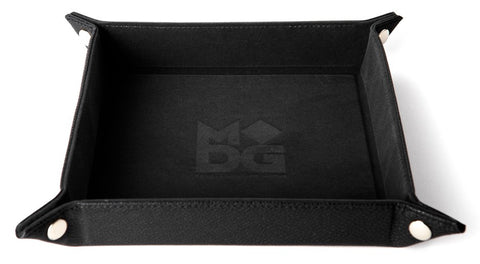 Folding Square Velvet Dice Tray - Black