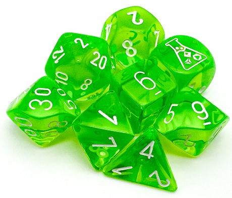 Lab Dice - Translucent Rad Green/White 7 Dice set - CHX30062