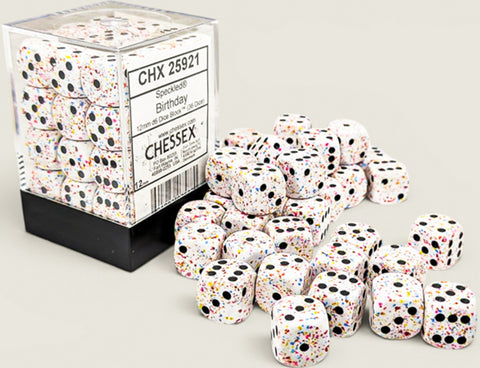 36 12mm Speckled Birthday/black D6 Dice Block - CHX25921