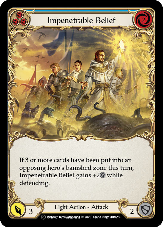 Impenetrable Belief (Blue) (Rainbow Foil) [U-MON077-RF] Unlimited Rainbow Foil