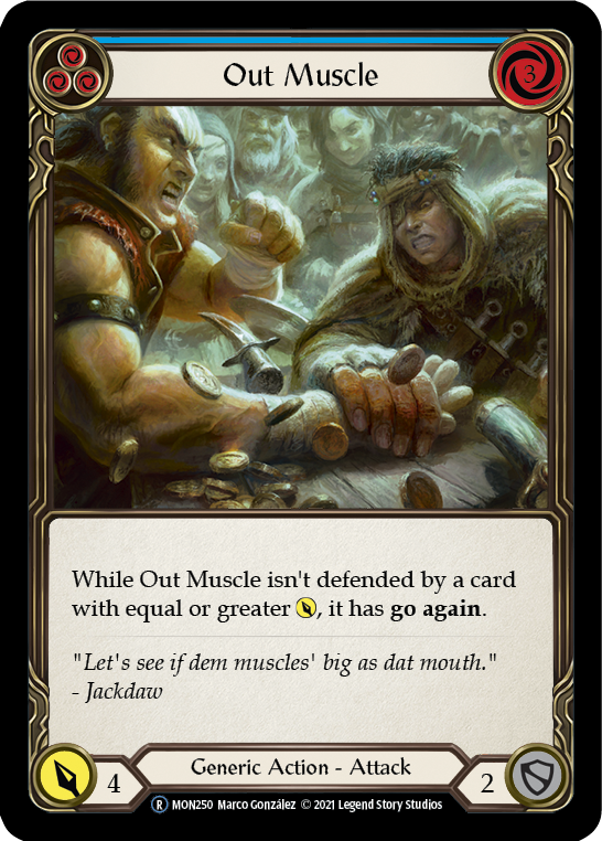 Out Muscle (Blue) (Rainbow Foil) [U-MON250-RF] Unlimited Rainbow Foil