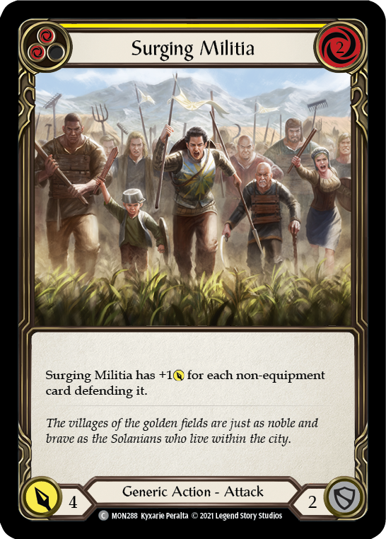 Surging Militia (Yellow) (Rainbow Foil) [MON288-RF] 1st Edition Rainbow Foil