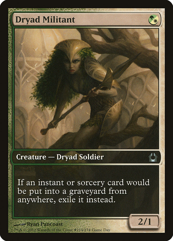 Dryad Militant (Game Day) (Extended Art) [Return to Ravnica Promos]