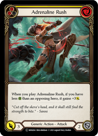 Adrenaline Rush (Yellow) (Rainbow Foil) [U-MON264-RF] Unlimited Rainbow Foil