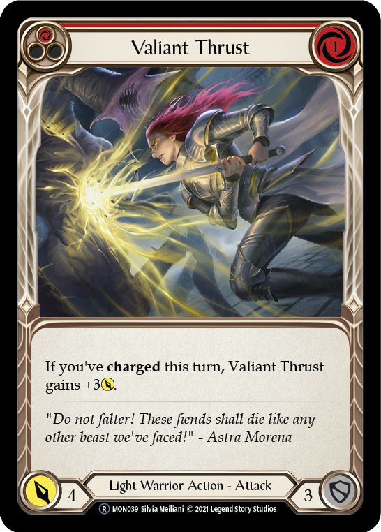 Valiant Thrust (Red) (Rainbow Foil) [U-MON039-RF] Unlimited Rainbow Foil