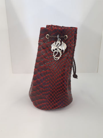 Red Medium Dragonhide Drawstring Dice Bag