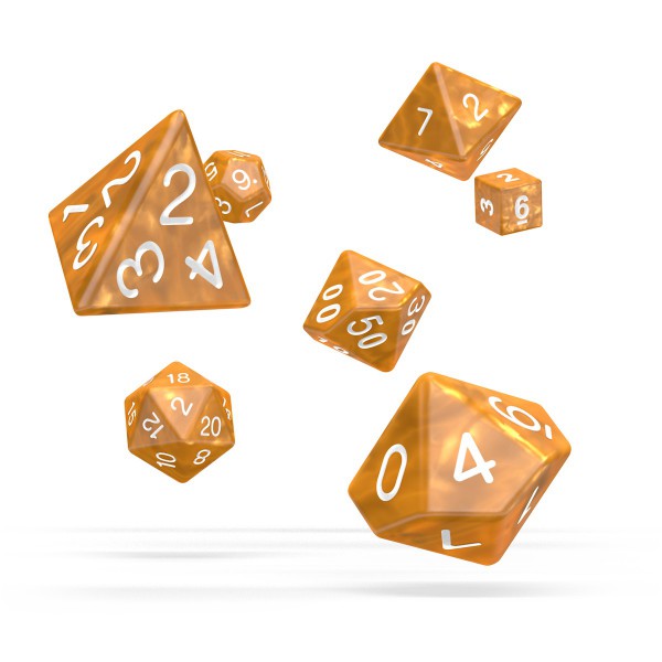 Oakie Doakie Dice - 7-Die RPG Set Marble Orange