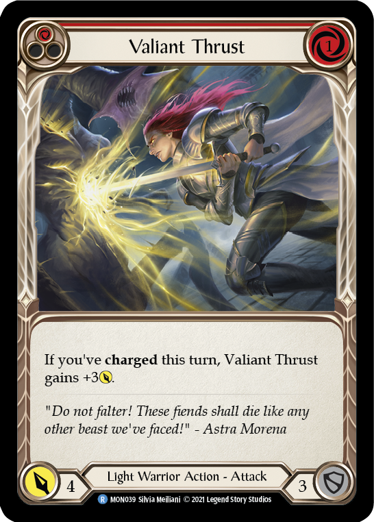 Valiant Thrust (Red) (Rainbow Foil) [MON039-RF] 1st Edition Rainbow Foil