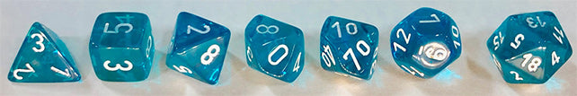 Translucent Teal/white Polyhedral 7-Die Set CHX23085