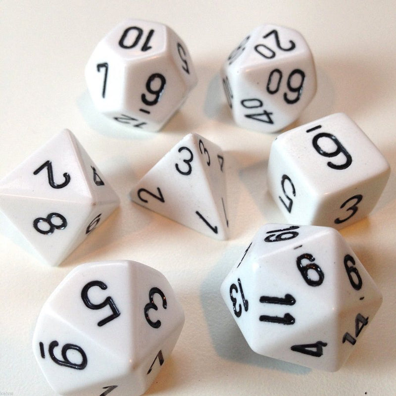 Opaque White/black Polyhedral 7-Die Set CHX 25401