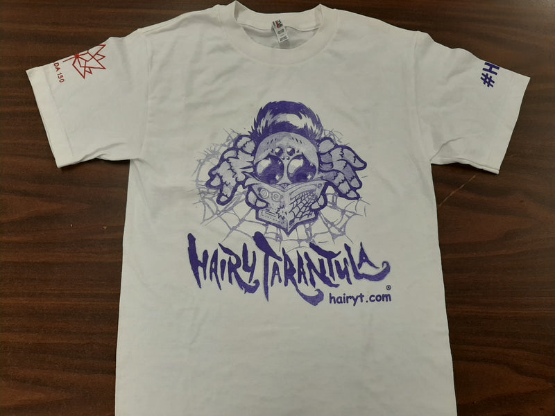 Hairy Tarantula T-shirts - White - Retro Logo -