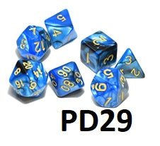 Marble Dice Set: Blue/Black PD29