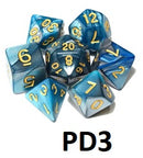 Marble Dice Set: Blue/Silver PD03