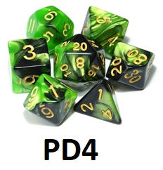 Marble Dice Set: Green/Black PD04