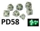 Glow in the Dark Dice Set: White PD58
