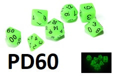 Glow In The Dark Dice Set: Green PD60