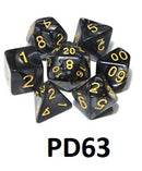 Gold Font Dice Set: Obsidian Swirl PD63