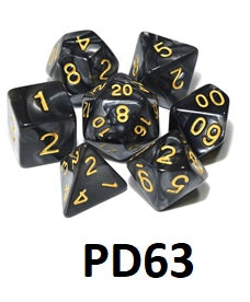 Gold Font Dice Set: Obsidian Swirl PD63