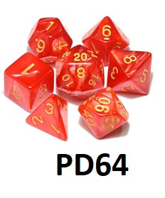 Gold Font Dice Set: Ruby Swirl PD64