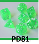 Transparent Dice Set: Green PD81