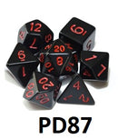 Opaque Dice Set: Black/Red PD87