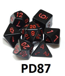 Opaque Dice Set: Black/Red PD87