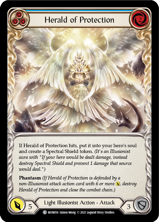 Herald of Protection (Blue) (Rainbow Foil) [MON016-RF] 1st Edition Rainbow Foil