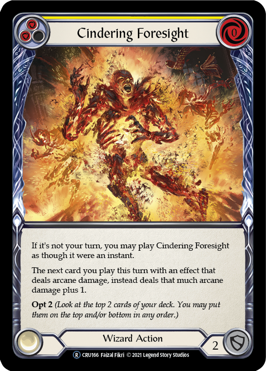 Cindering Foresight (Yellow) (Rainbow Foil) [CRU166-RF] Unlimited Rainbow Foil