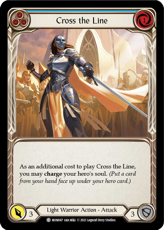 Cross the Line (Blue) (Rainbow Foil) [MON047-RF] 1st Edition Rainbow Foil
