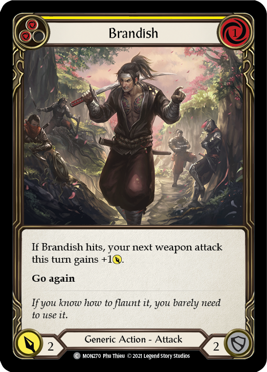 Brandish (Yellow) (Rainbow Foil) [MON270-RF] 1st Edition Rainbow Foil