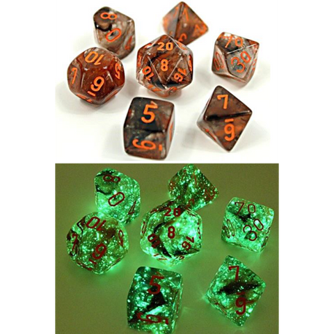 Lab Dice Nebula Copper Matix / Orange 7 Dice set - CHX30040
