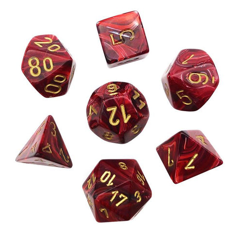 Vortex Burgundy/gold Polyhedral 7-Dice Set CHX 27434