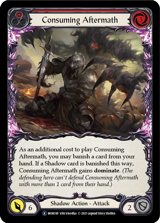 Consuming Aftermath (Red) (Rainbow Foil) [U-MON195-RF] Unlimited Rainbow Foil