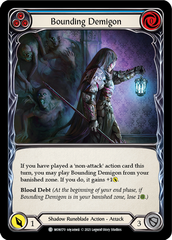 Bounding Demigon (Blue) (Rainbow Foil) [MON170-RF] 1st Edition Rainbow Foil