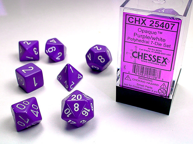 Opaque Purple/white Polyhedral 7-Die Set CHX 25407