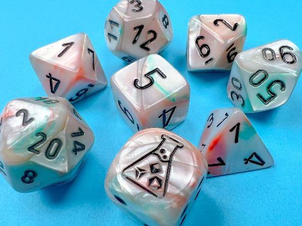 Lab Dice - Lustrous Sea Shell/Black 7 Dice set - CHX30056