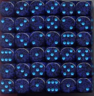 36 12mm Cobalt Speckled D6 Dice Block - CHX25907