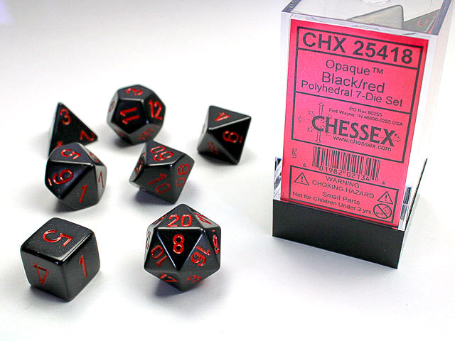 Opaque Black/red Polyhedral 7-Die Set CHX25418