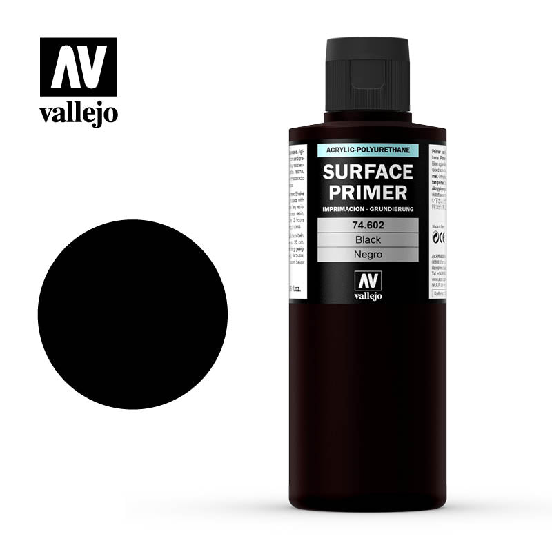 Vallejo Surface Primer - Black - VAL74602 - 200 ml