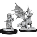 Nolzur's Marvelous Miniatures: Silver Dragon Wyrmling & Female Halfling